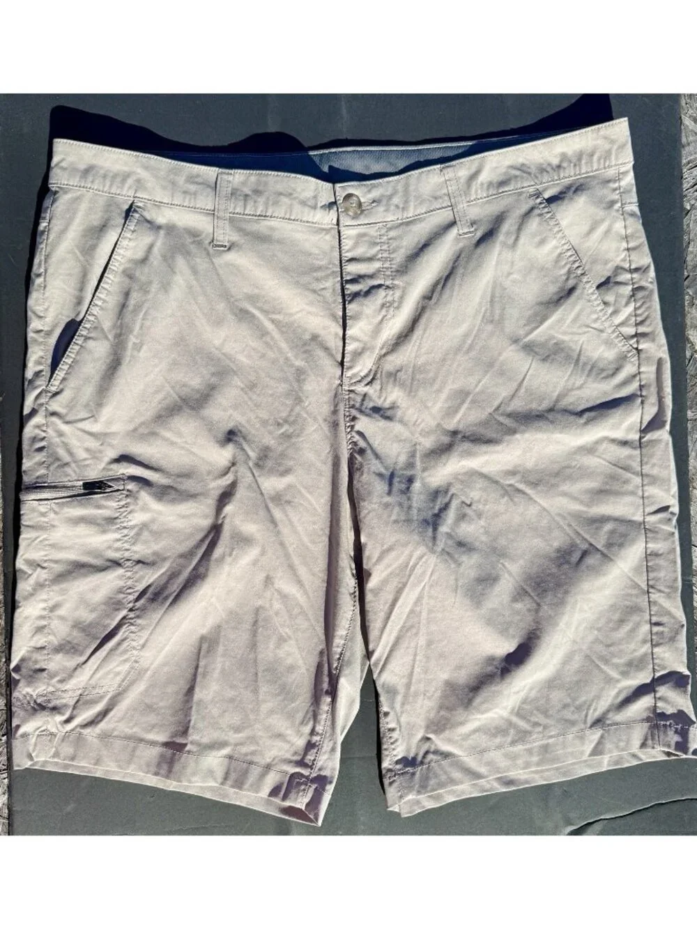 Eddie Bauer Shorts Mens Size 38 Gray Cargo Nylon Stretch Hiking Camping Outdoor